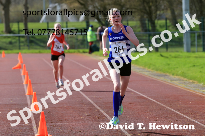 Girls Under-15s Young Athletes 5k, 2026 Northern Mens 12 and Womens 6 Stage Road Relays and Young Athletes 5k, Sheepmount Stadium, Carlisle. Photo: David T. Hewitson/Sports for All Pics